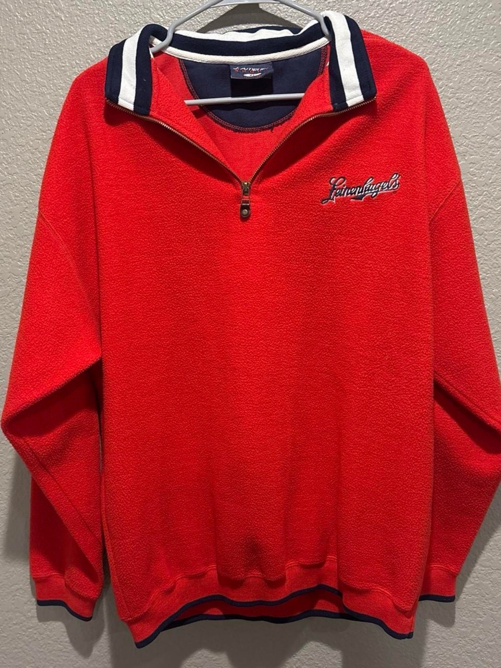 Vintage Red Leinenkugels’s Quarter-Zip Fleece Pullover
